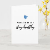 Aquarell Blaues Herz Bleibe Gesund Karte (Gelbe Blume)