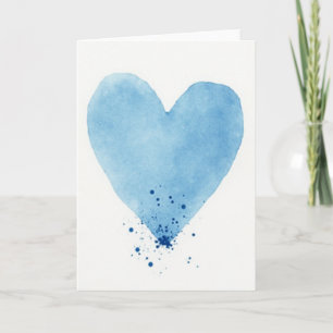 Aquarell Blaues Herz Karte