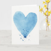 Aquarell Blaues Herz Karte (Gelbe Blume)