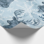 Aquarell-blaues Ren-WeihnachtsPackpapier Geschenkpapier (Ecke)