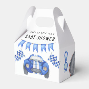 Aquarell Blaues Rennwagen-Baby-Taufe Geschenkschachtel