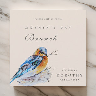 Aquarell Blaues-Vogel Muttertags-Brunch-Einladung Einladung