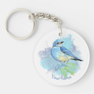 Aquarell Blaues Vogel Schön Blaue Garten Vogel Kun Schlüsselanhänger