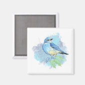 Aquarell Blaues Vögelchen Hübsche Blaue Garten Vog Magnet (Vorderseite/Rückseite)