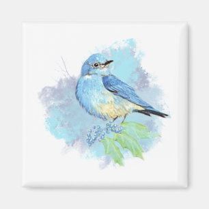 Aquarell Blaues Vögelchen Hübsche Blaue Garten Vog Magnet