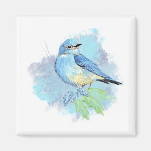 Aquarell Blaues Vögelchen Hübsche Blaue Garten Vog Magnet (Vorne)