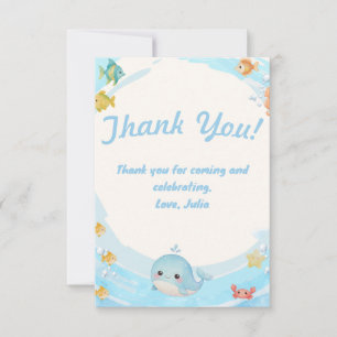 Aquarell Blauwal Baby Shower Dankeskarte