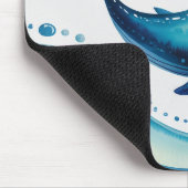 Aquarell Blauwal & Blasenpunkte-Mauspad Mousepad (Ecke)