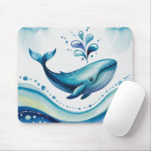 Aquarell Blauwal & Blasenpunkte-Mauspad Mousepad (Mit Mouse)