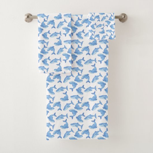 Aquarell-Blauwal-Muster Badhandtuch Set (Insitu)