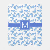 Aquarell-Blauwal-Muster Fleecedecke (Vorderseite)