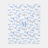 Aquarell-Blauwal-Muster Fleecedecke (Vorderseite)