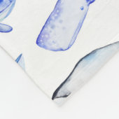 Aquarell-Blauwal-Muster Fleecedecke (Ecke)