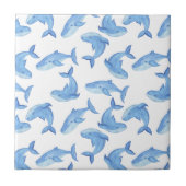 Aquarell-Blauwal-Muster Fliese (Vorderseite)