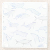 Aquarell-Blauwal-Muster Glasuntersetzer (Rückseite)