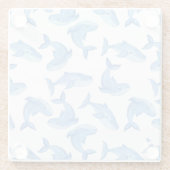 Aquarell-Blauwal-Muster Glasuntersetzer (Rückseite)