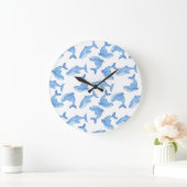 Aquarell-Blauwal-Muster Große Wanduhr (Zuhause)
