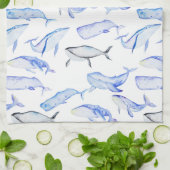 Aquarell-Blauwal-Muster Handtuch (Gefaltet)