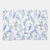 Aquarell-Blauwal-Muster Handtuch (Horizontal)