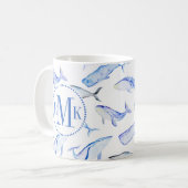 Aquarell-Blauwal-Muster Kaffeetasse (Vorderseite Links)