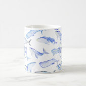 Aquarell-Blauwal-Muster Kaffeetasse (Mittel)