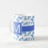 Aquarell-Blauwal-Muster Kaffeetasse (Vorderseite Links)
