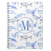 Aquarell-Blauwal-Muster Notizblock (Vorderseite)