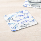 Aquarell-Blauwal-Muster Rechteckiger Pappuntersetzer (angewinkelt)