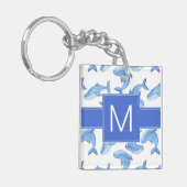 Aquarell-Blauwal-Muster Schlüsselanhänger (Vorderseite links)