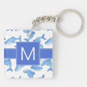 Aquarell-Blauwal-Muster Schlüsselanhänger (Rückseite)