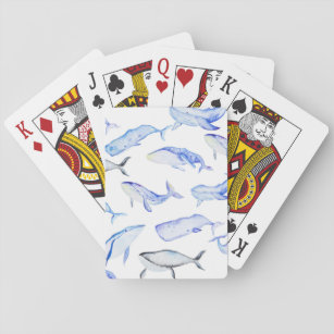 Aquarell-Blauwal-Muster Spielkarten