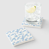 Aquarell-Blauwal-Muster Steinuntersetzer (Seitenansicht)