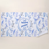 Aquarell-Blauwal-Muster Strandtuch (Vorderseite)