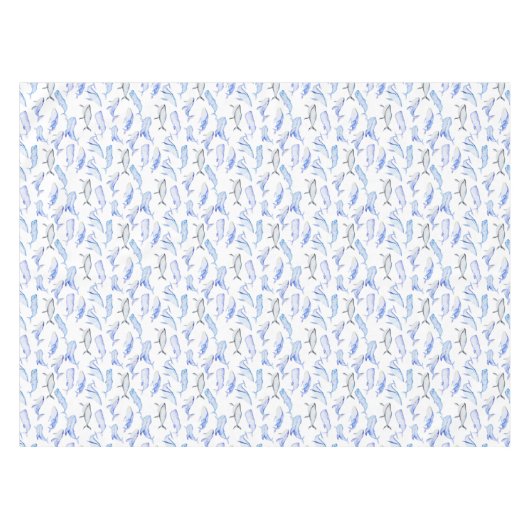 Aquarell-Blauwal-Muster Tischdecke (Vorderseite (Horizontal))