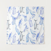 Aquarell-Blauwal-Muster Wandteppich (Vorderseite)