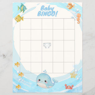 Aquarell Blauwelle Wal Baby Bingo Flyer