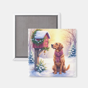 Aquarell Bloodhound Landpost Weihnachten Magnet