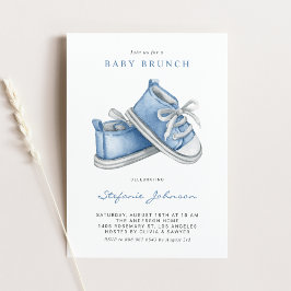 Aquarell Blue Baby Shoes ist ein Baby Brunch Einladung