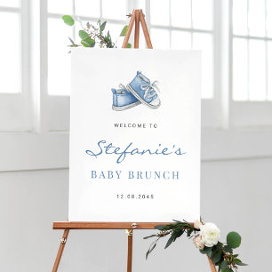 Aquarell Blue Baby Shoes ist ein Baby Brunch Poster