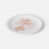 Aquarell Blue Balloons Teddy Bear Baby Dusche Pappteller (Schrägansicht)