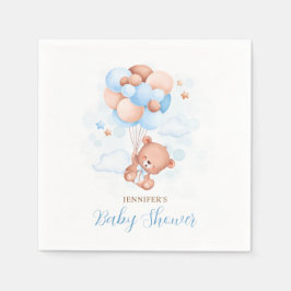 Aquarell Blue Balloons Teddy Bear Baby Dusche Serviette