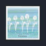 Aquarell Blue Birthday Kids Tulip Paper Napkin Serviette<br><div class="desc">Schönes Aquarell PAPER PARTY NAPKINS für ein kleines Mädchen Geburtstagsparty mit Tulpen auf blauem Gradientenhintergrund. Dieses Design passt zur Haupteinladung für ein Mädchen mit einer Katze auf schönen rosa Tulpen. Sie können Papierkappen und Teller mit dem gleichen Design finden. Aktualisieren Sie den Text nach Ihren Wünschen.</div>