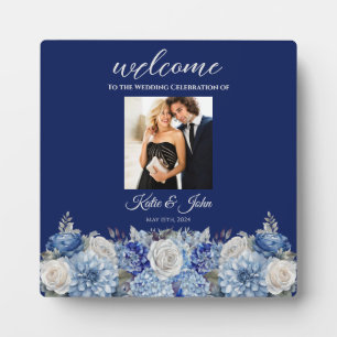 Aquarell Blue Blume Bouquet- Fotoplatte