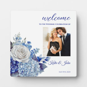 Aquarell Blue Blume Bouquet- Fotoplatte