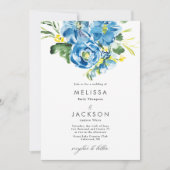 Aquarell Blue Blume Bouquet Hochzeit Einladung (Vorderseite)