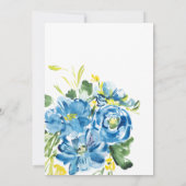 Aquarell Blue Blume Bouquet Hochzeit Einladung (Rückseite)