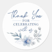 Aquarell Blue Blume Danke Stickers (Vorderseite)