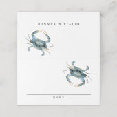Aquarell Blue Crab Meeresfrüchte Abendessen oder E Platzkarte (Außenseite Aufgefaltet)