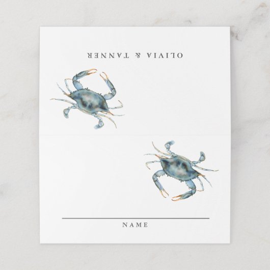 Aquarell Blue Crab Meeresfrüchte Abendessen oder E Platzkarte (Außenseite Aufgefaltet)