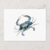 Aquarell Blue Crab Meeresfrüchte Begrüßung Abendes Postkarte (Rückseite)